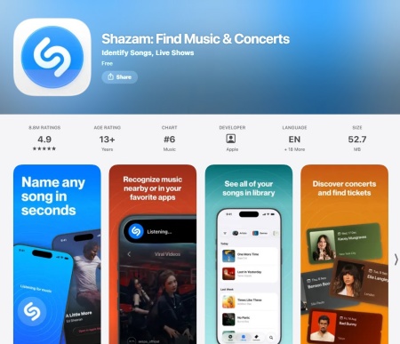shazam music on apple app store