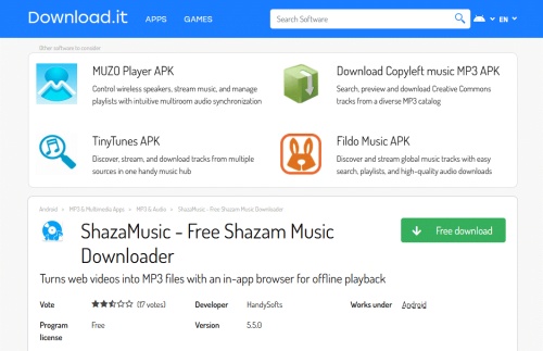 shazamusic downloader intro page