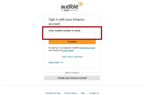 sign in to audible on website