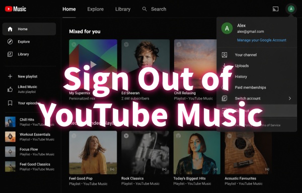 sign out of youtube music