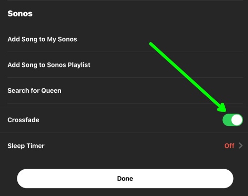 sonos crossfade feature