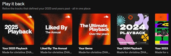 soundcloud playlists in play it back section