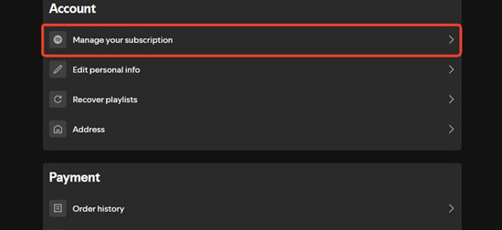 spotify account manage your subscription