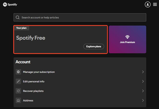 spotify account overview your plan