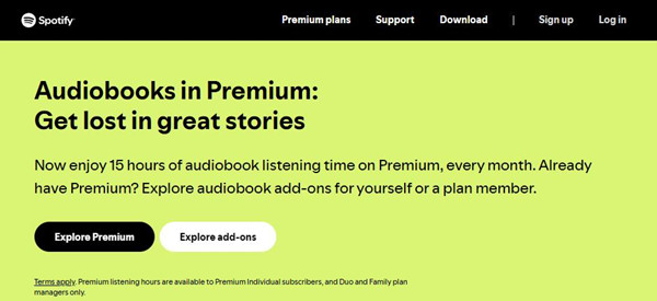 spotify audiobook add ons get started