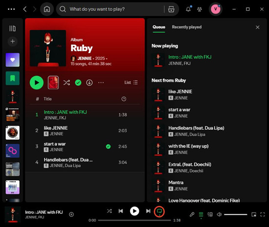 spotify desktop album repeat all