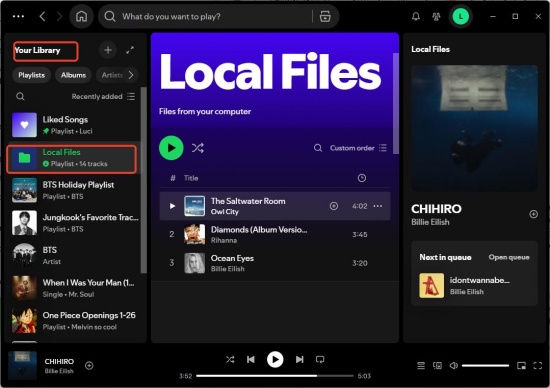 spotify desktop app local files