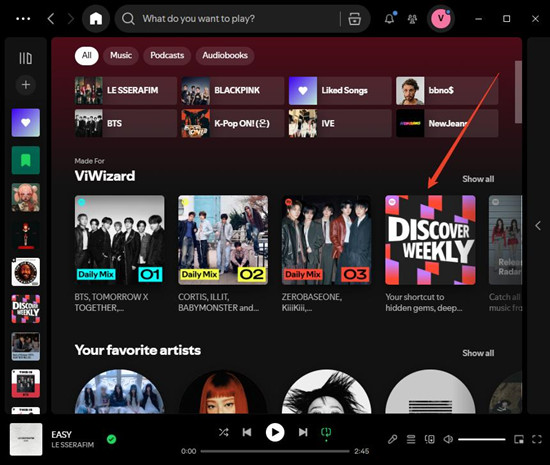 spotify desktop home made for you discover weekly