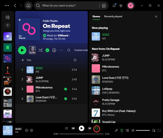 spotify desktop playlist repeat all