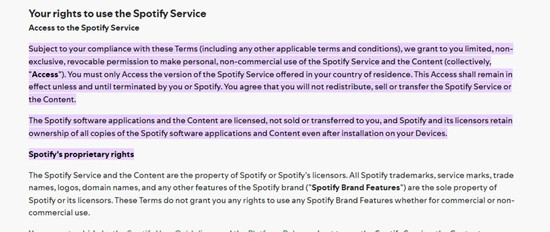 spotify priprotery rights