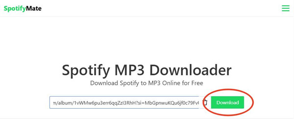 spotifymate paste spotify url download