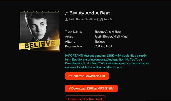 spotisongdownloader generate download link