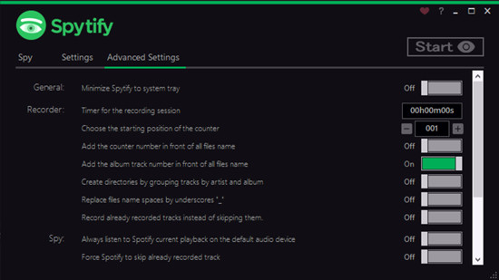 spytify main interface