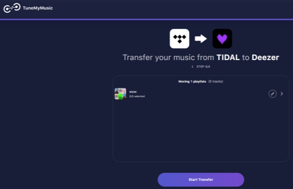 start transfer music tunemymusic