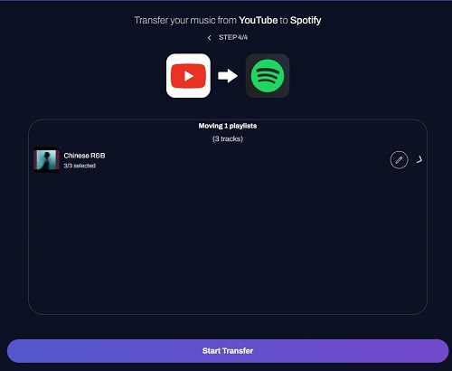 start youtube playlist to spotify transfer on tunemymusic