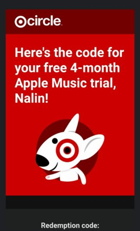 target circle apple music redemption code