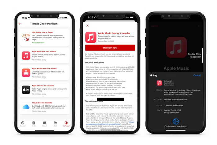 target circle partners apple music free redeem