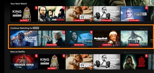 the netflix continue watching row on desktops