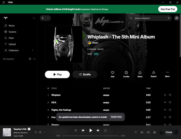 tidal desktop app album page