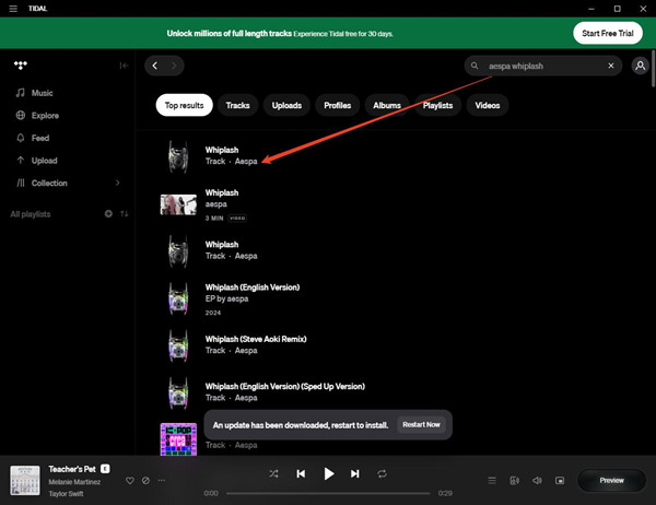 tidal desktop app top results