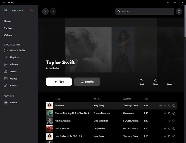 tidal desktop artist radio