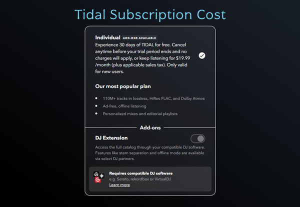 tidal music cost