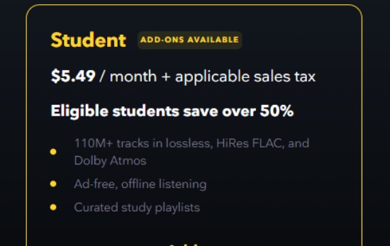 tidal student free trial