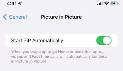 toggle on start pip automatically on ios