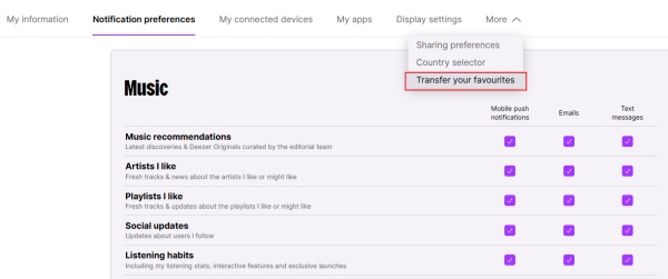 transfer your favorites