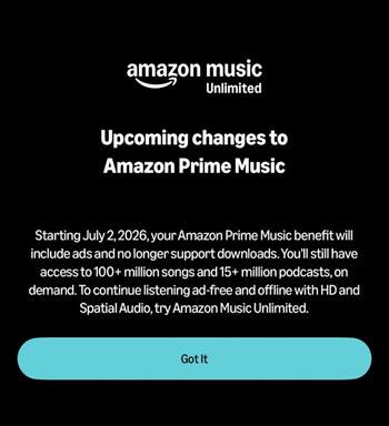 upcoming changes to amazon prime music
