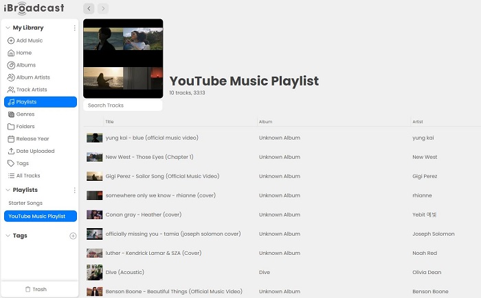 uploaded music in ibroadcast