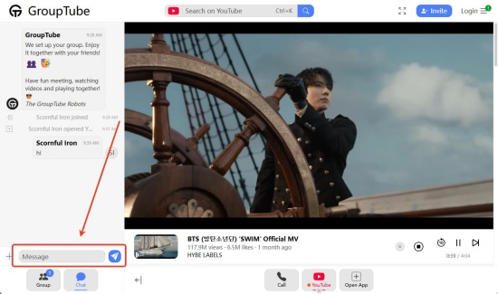 use grouptube to chat while listening
