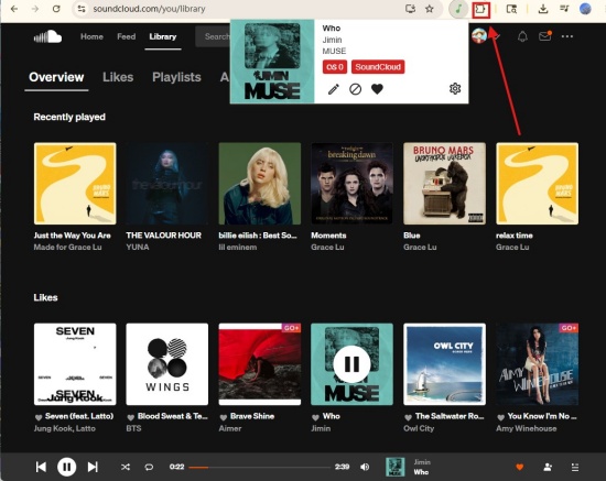 use last fm to track soundcloud via extension