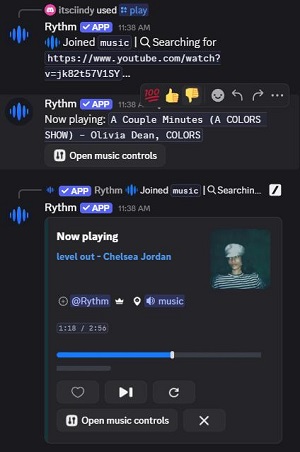 use rythm to play youtube music on discord