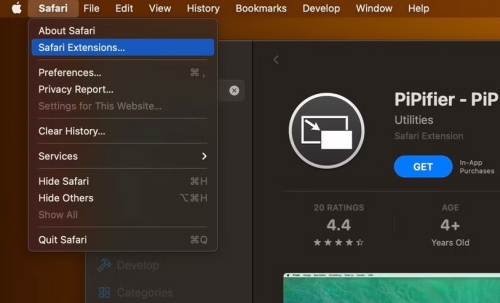 use safari pipifier extension to get netflix pip on mac