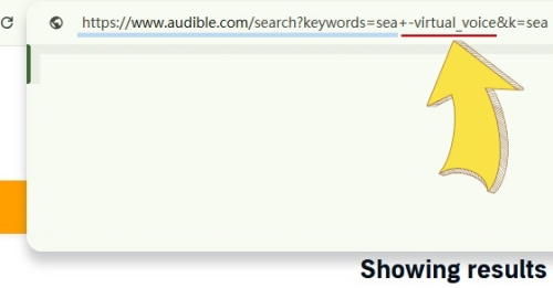 use the url to filter out audible virtual voice