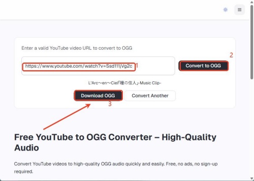 use ytogg to convert youtube to ogg