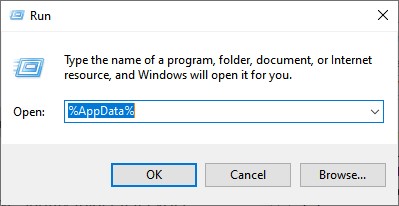 windows 10 run appdata