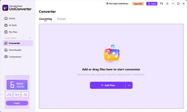 wondershare uniconvterer converter add files
