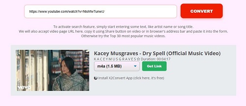 x2convert youtube m4a converter