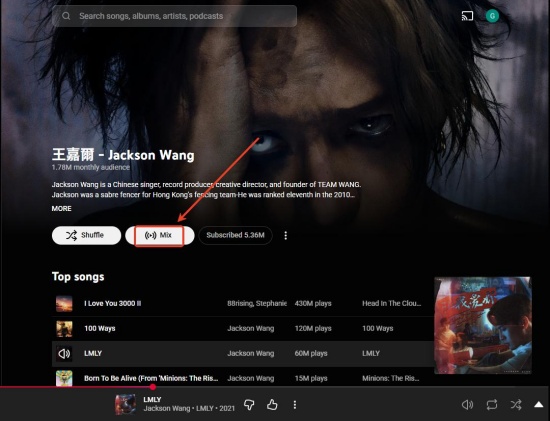 youtube music artist page radio station