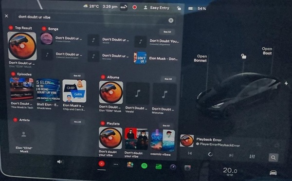 youtube music tesla app interface