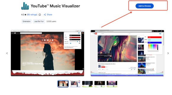 youtube music visualizer browser install