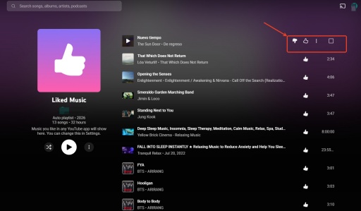 youtube music web dislike a song