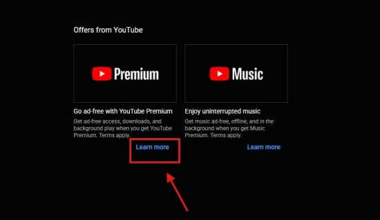 youtube web offers from youtube premium learn more