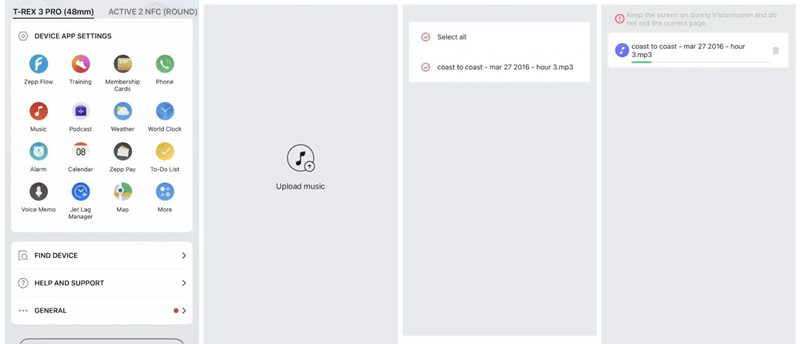 zepp upload music files