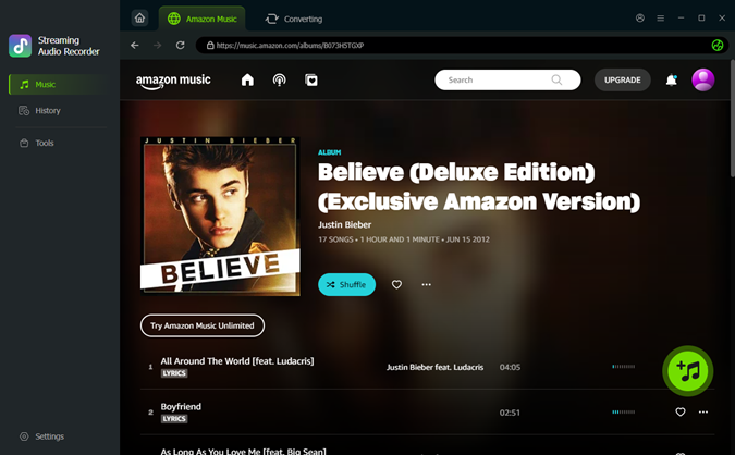 hit add music icon amazon music