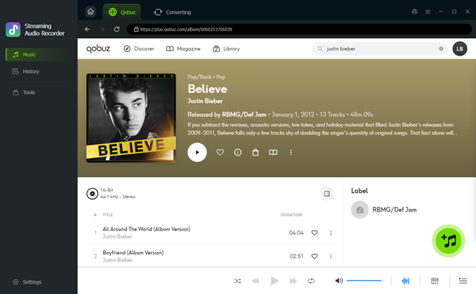 select qobuz songs