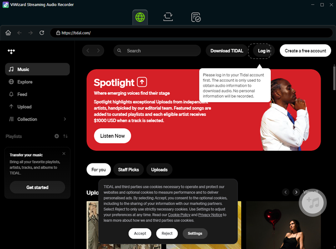 log in tidal account