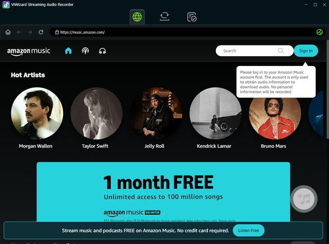 sign in amazon music account